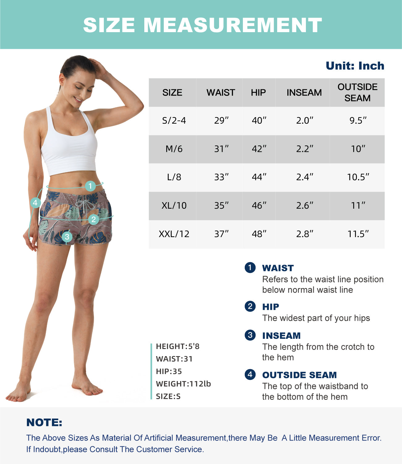 2.5 inch inseam women's swim shorts with elastic waist, quick-dry and breathable for summer