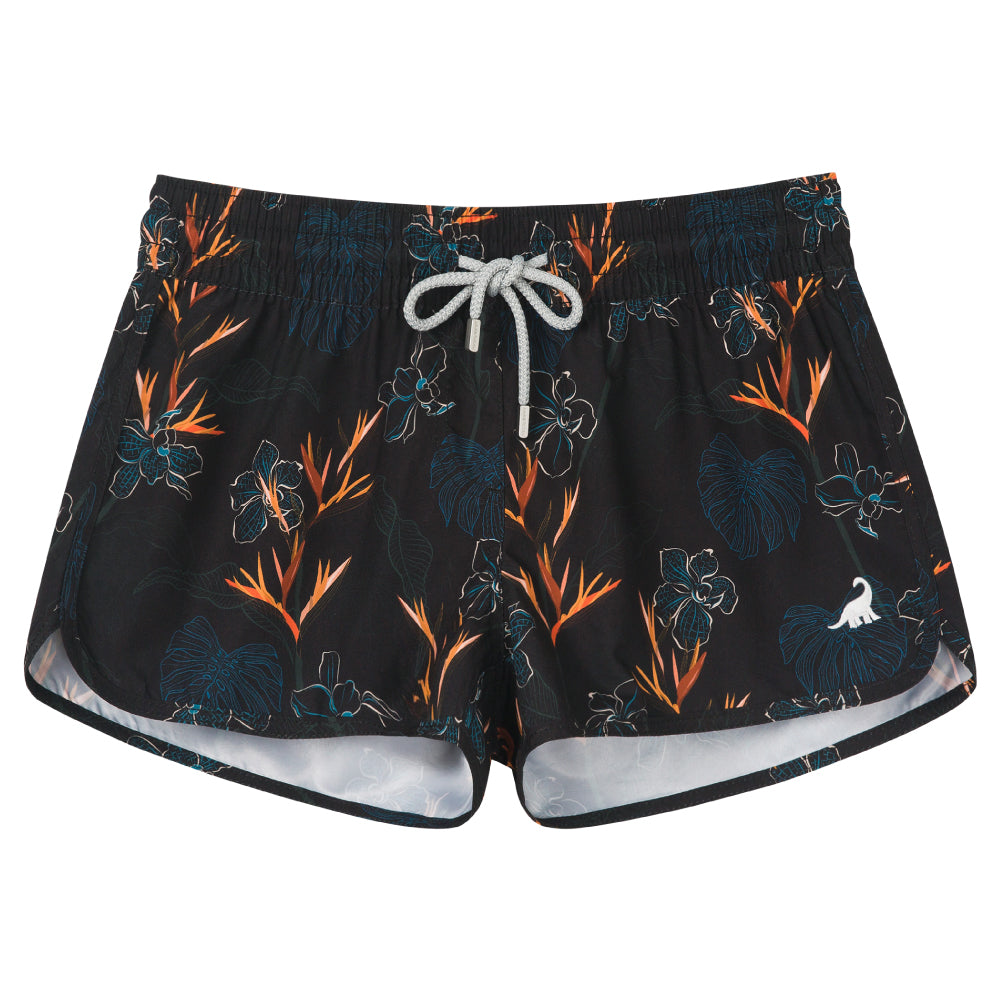 floral 2.5 inch inseam women's swim shorts, stretchy quick-dry fabric ideal for summer beach 