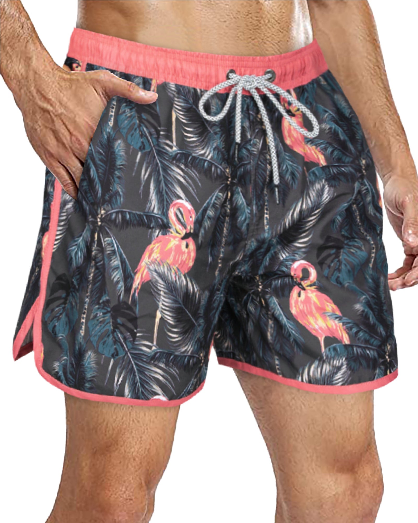 Men's Scollap Hem Mesh Lining Swim Trunks