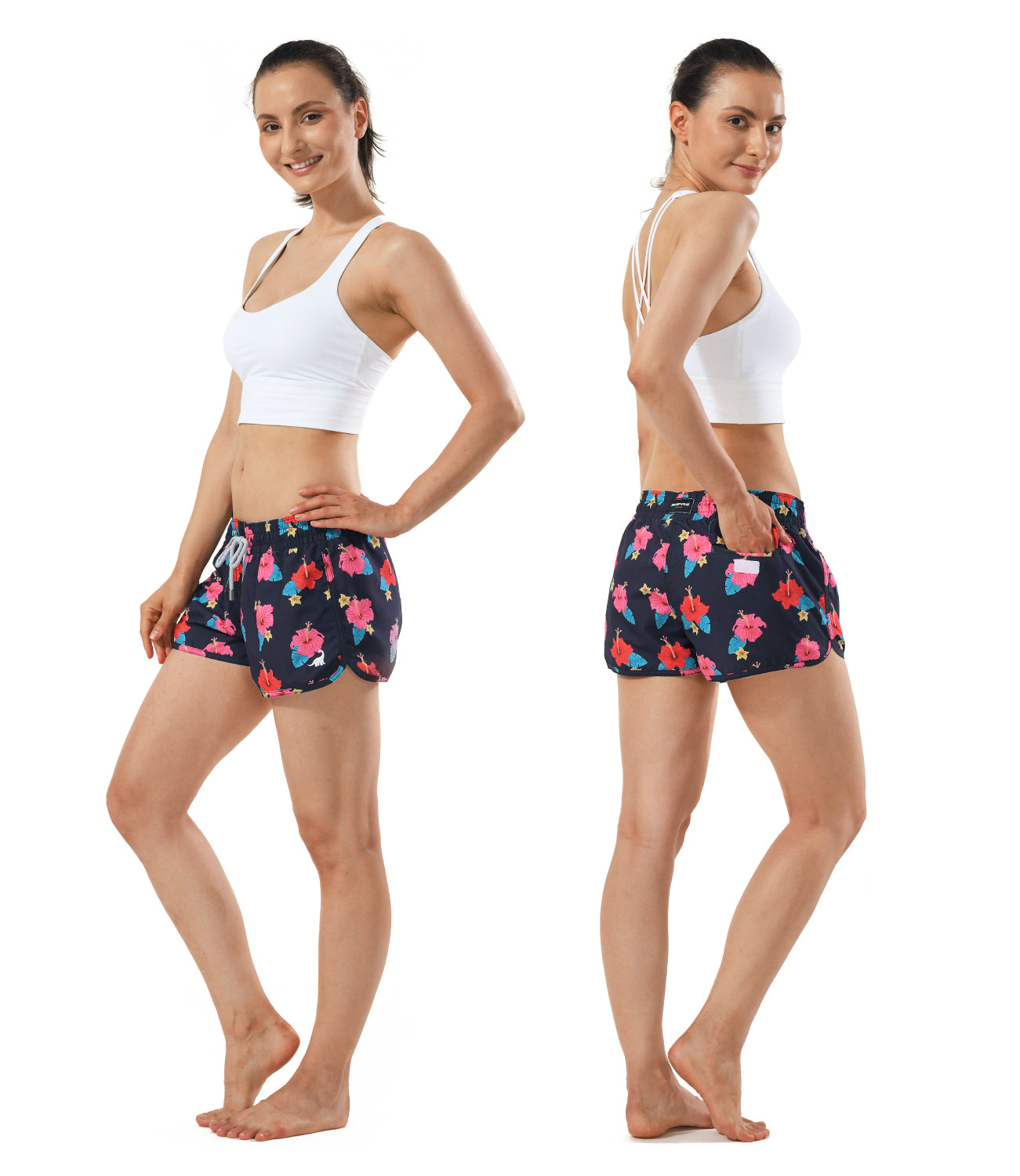 Quick dry elastic shorts for women vacation