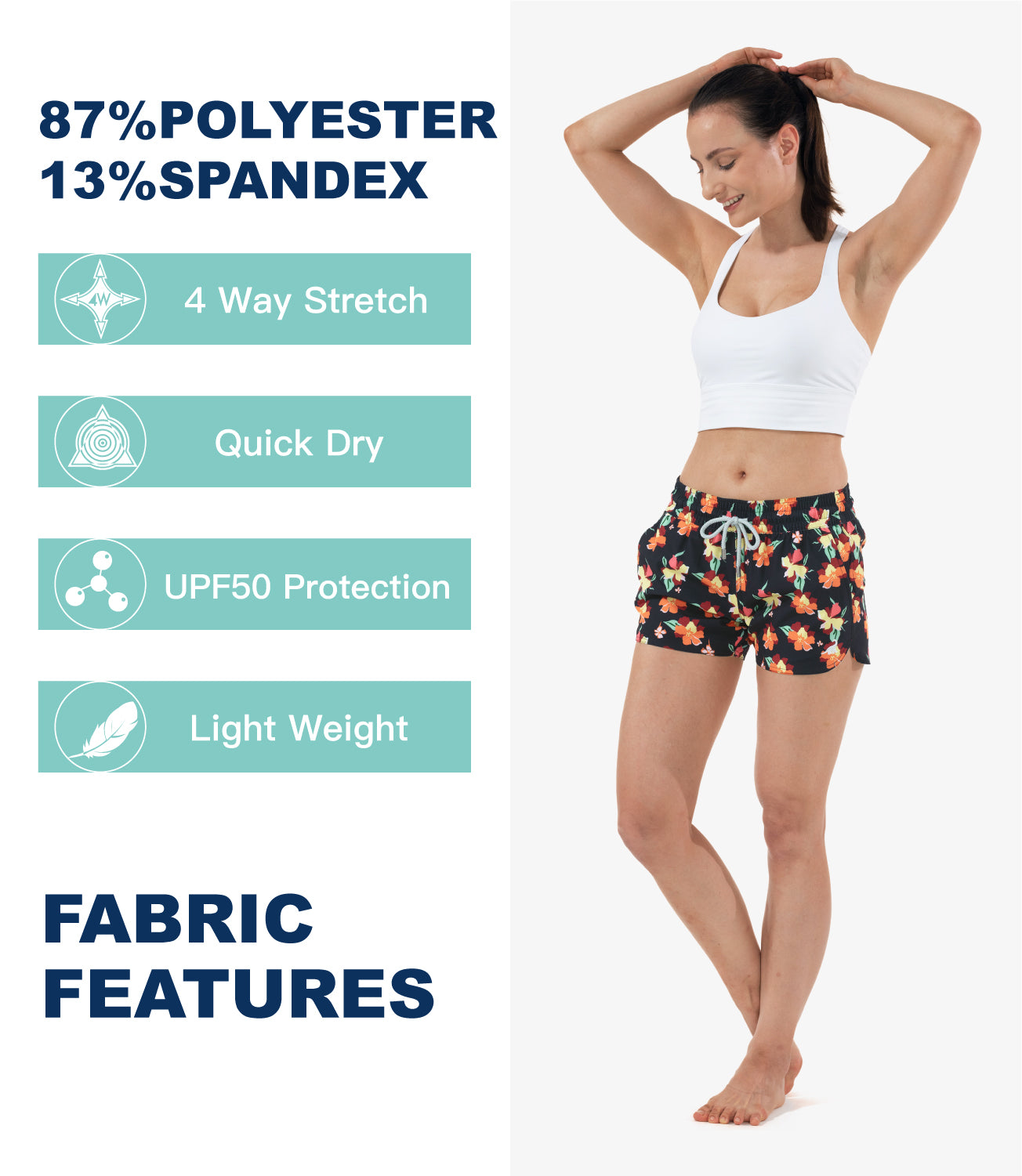 Lightweight 3.5 inch inseam women’s board shorts