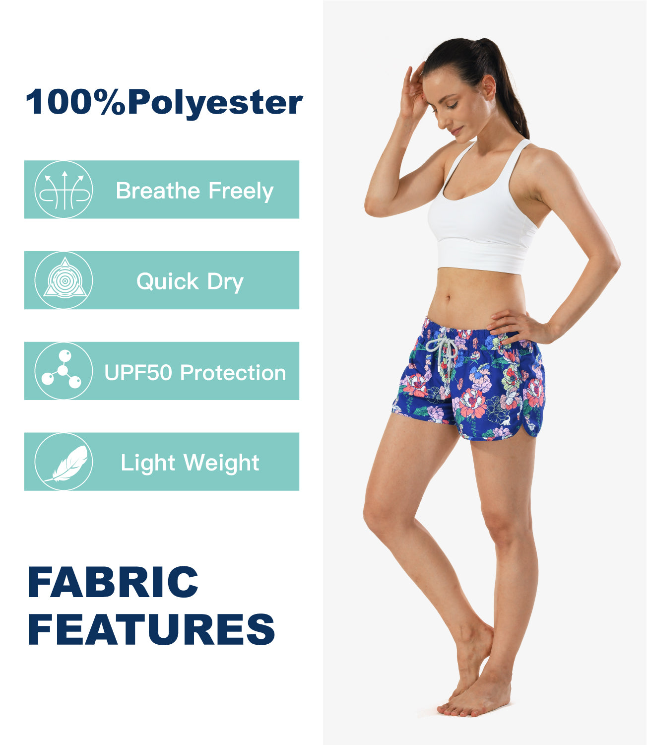 Athletic style quick drying shorts for women