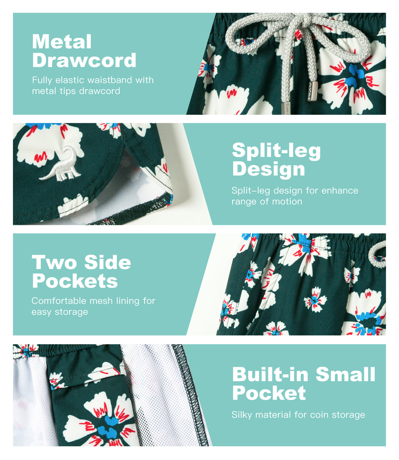 Lightweight surf shorts for women with 3.5 inseam