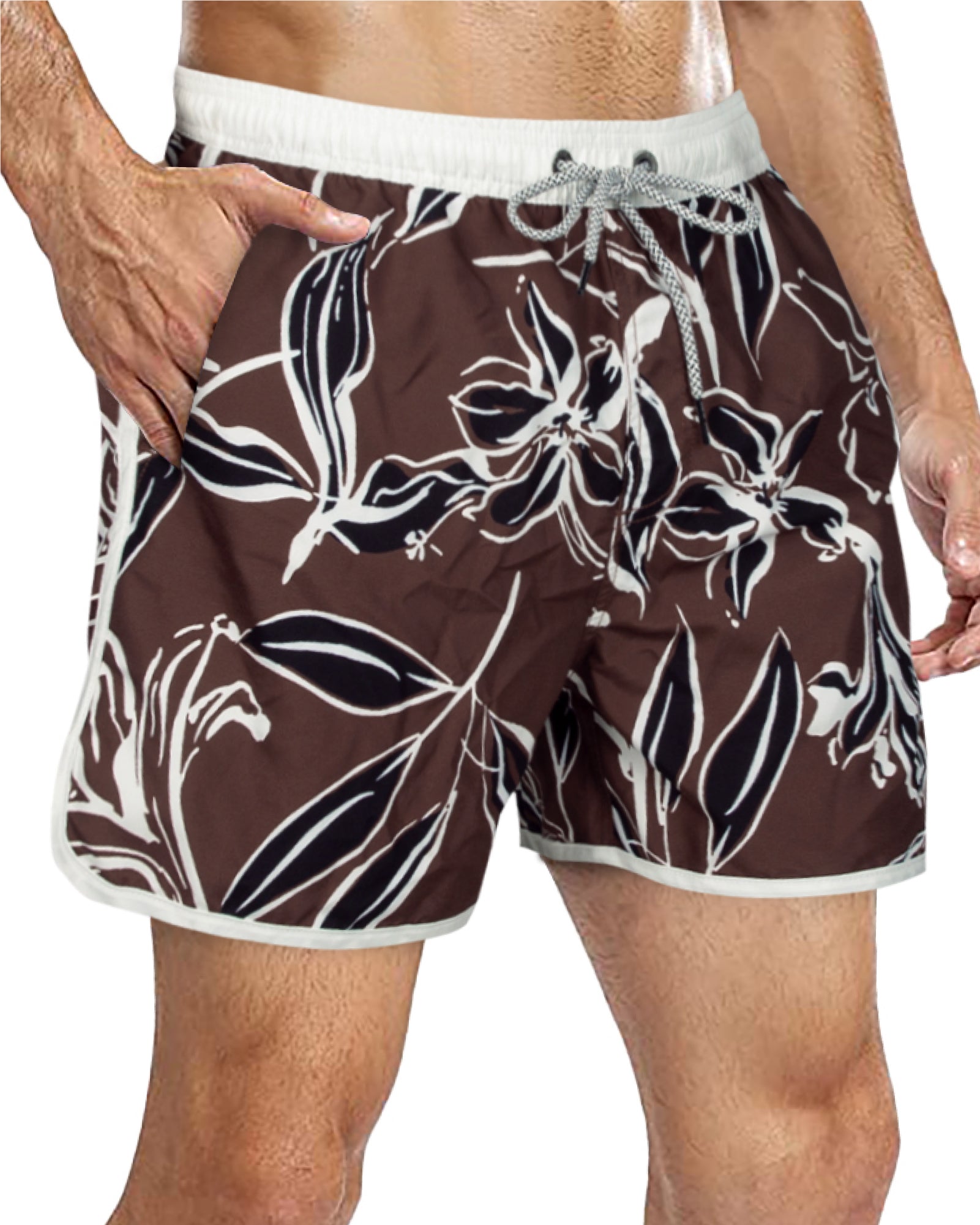 Men's Scollap Hem Mesh Lining Swim Trunks