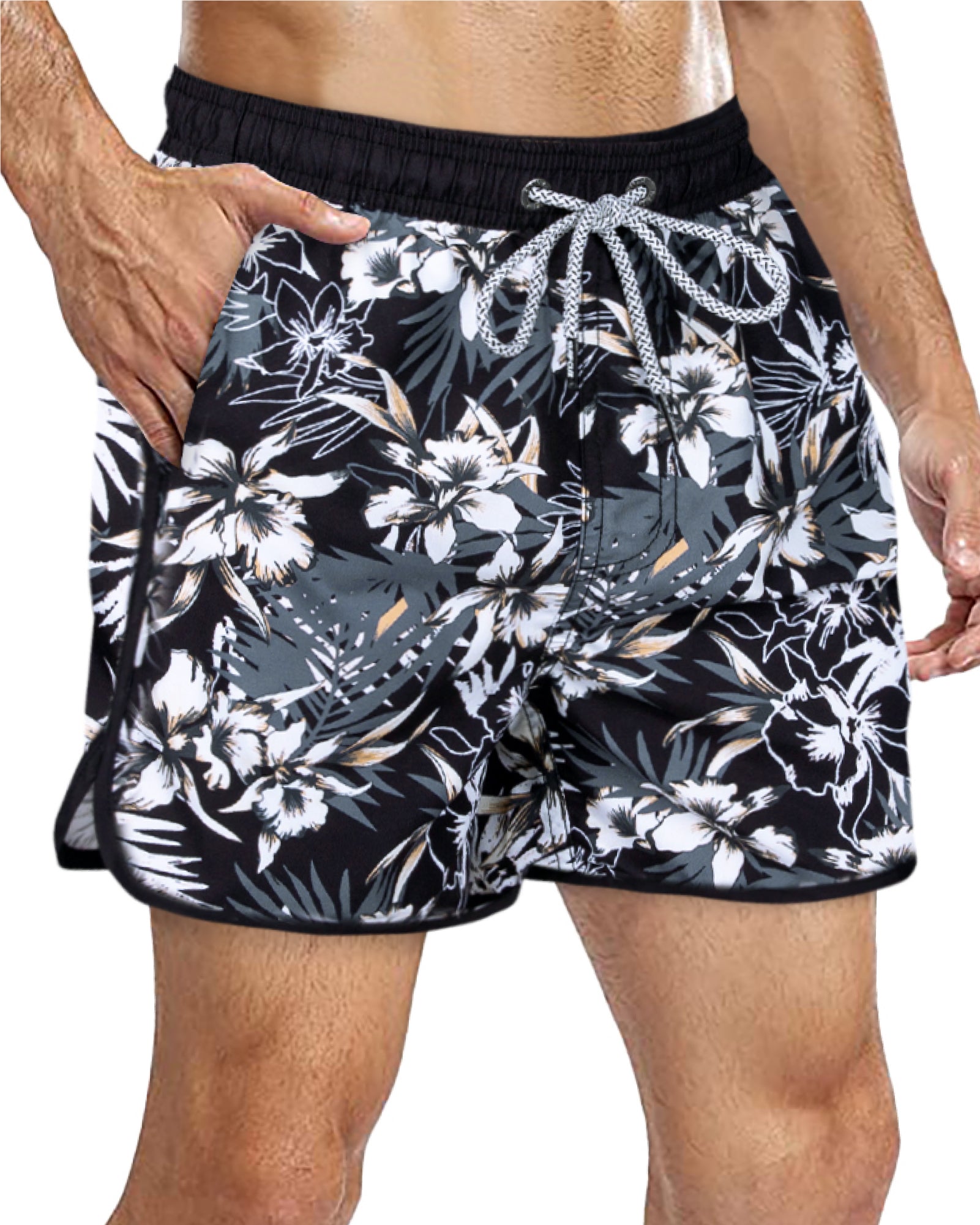 Men's Scollap Hem Mesh Lining Swim Trunks
