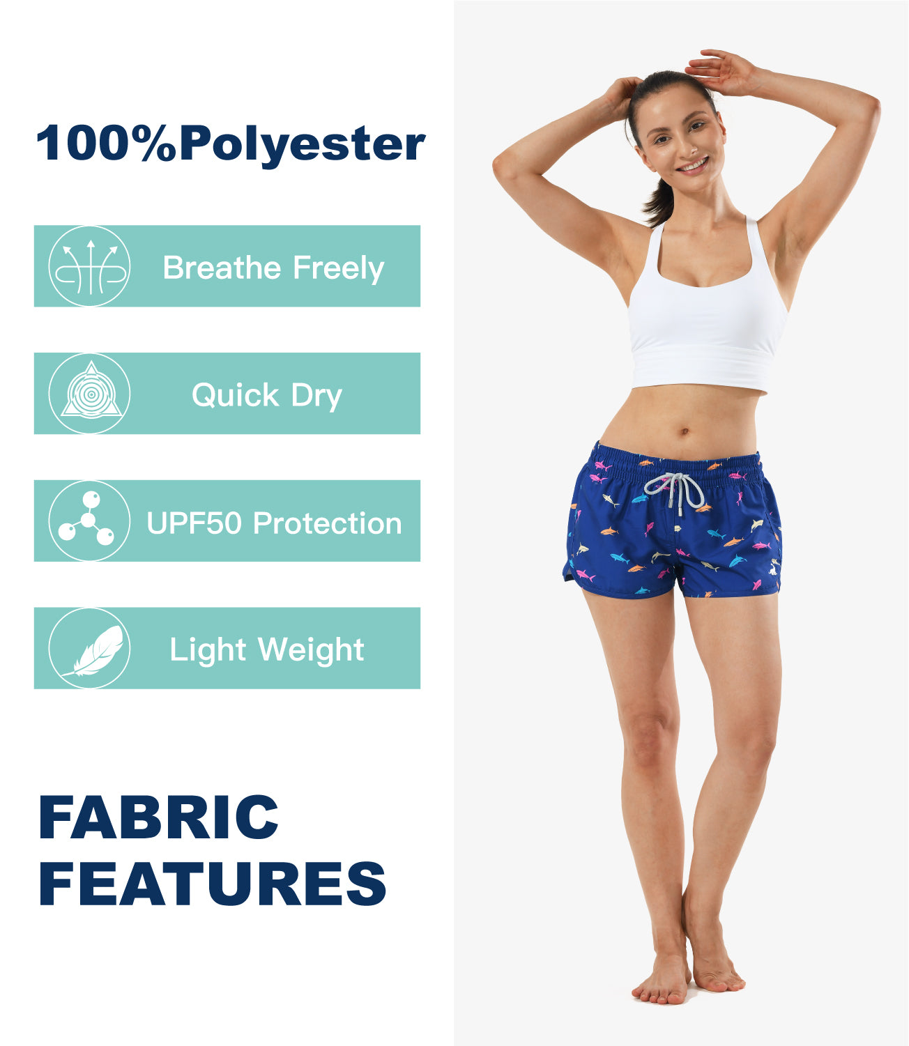 Casual lightweight quick dry shorts women