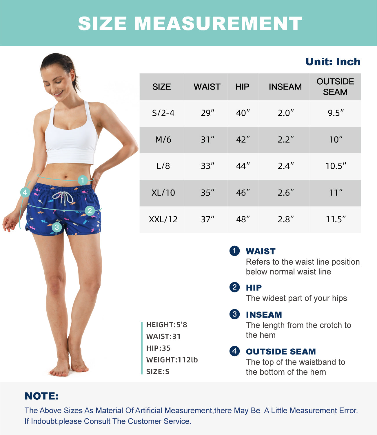 Surfcuz women’s workout shorts quick dry elastic waist