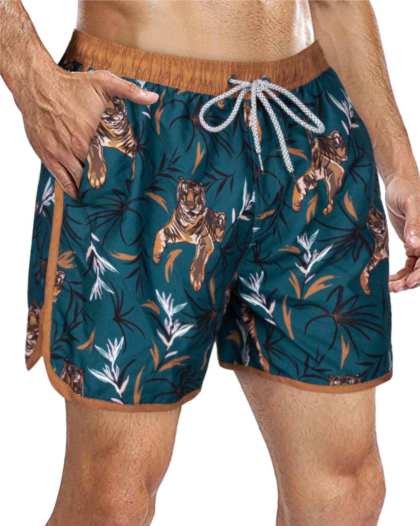 Men's Mesh Lining Vintage Swim Trunks