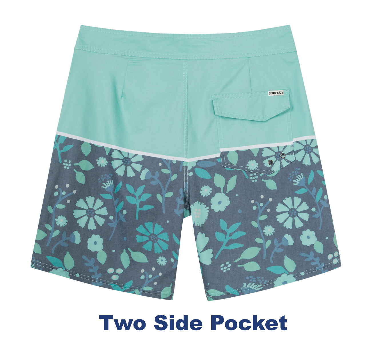 Men's 9 Floral Print 2-way Stretch Side Pockets BoardShorts